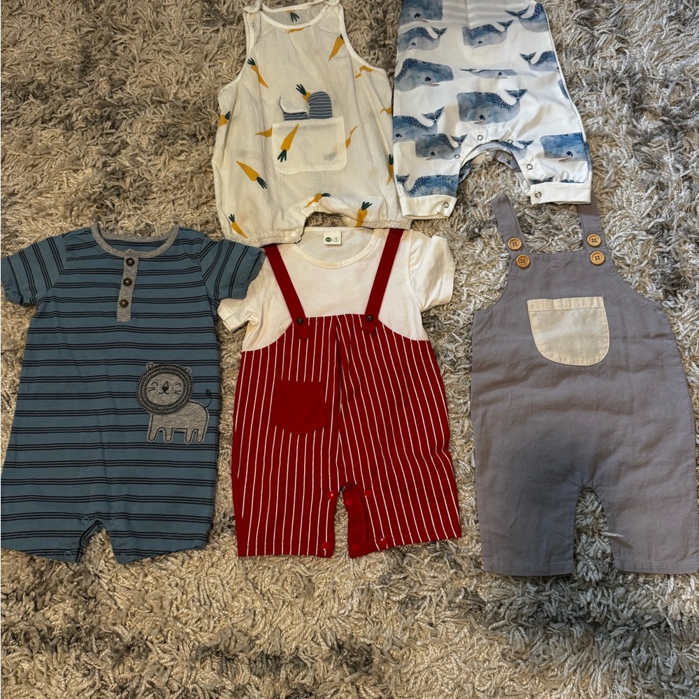 Carter's Kids One Pieces Set - Blue, Red, Gray, White baby overalls